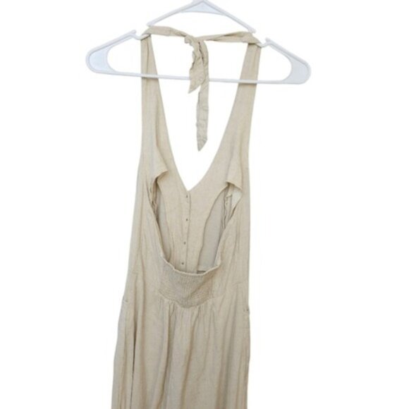 Urban Outfitters Linen Blend Halter Cottagecore Fairy Jumpsuit Sz XS - Picture 6 of 11